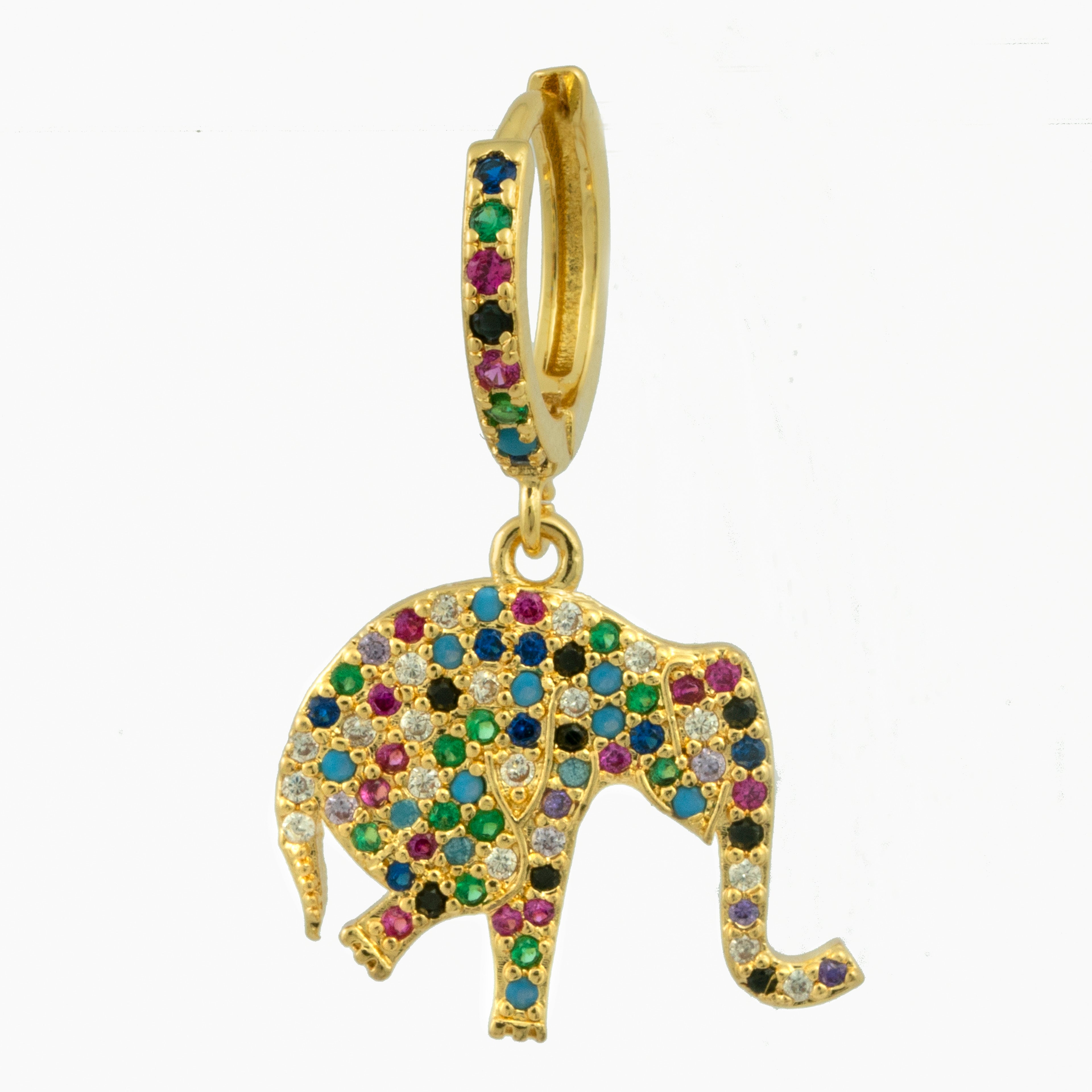 Elephant zirconia hoop earrings