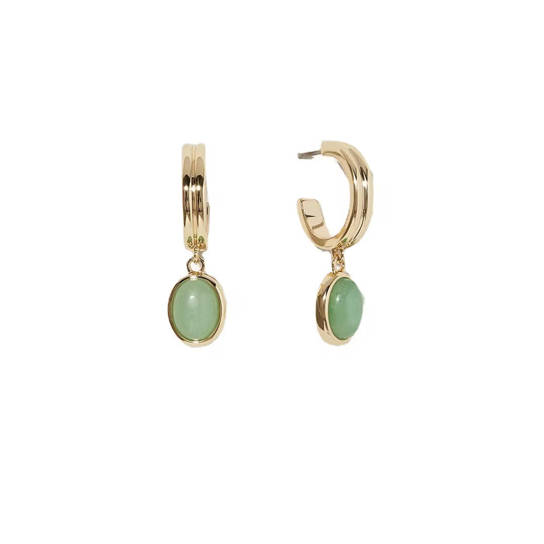 Aventurine dangle gold earrings