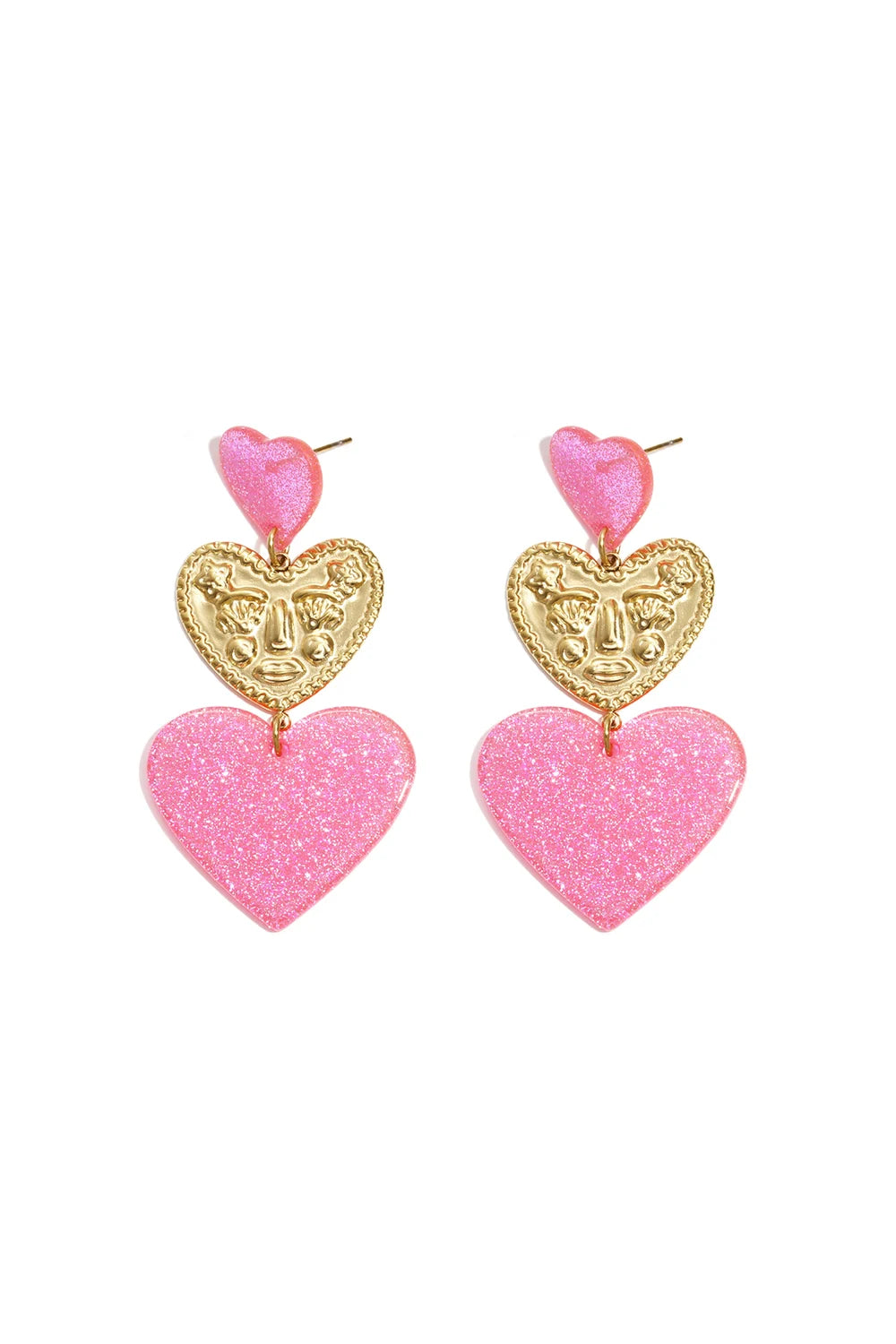 Candy pink heart earrings