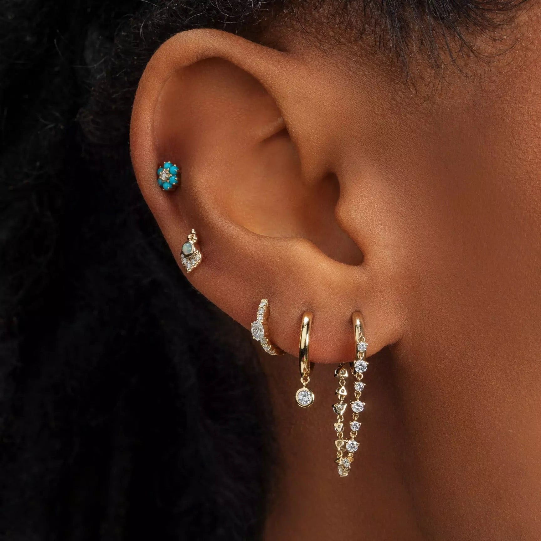 Chain & Sparkle hoops