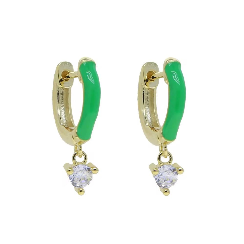 Neon sparkle huggie earrings