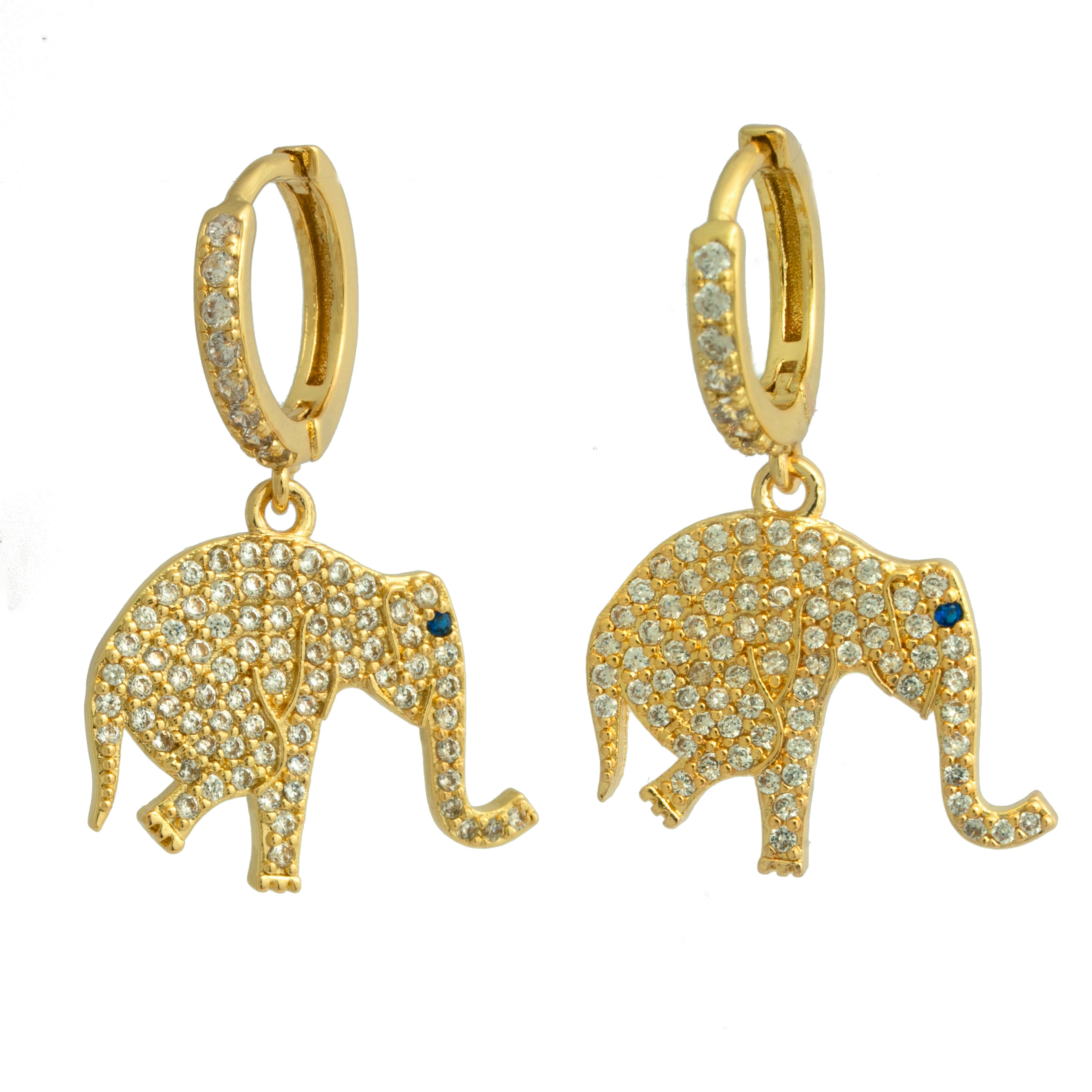 Elephant zirconia hoop earrings