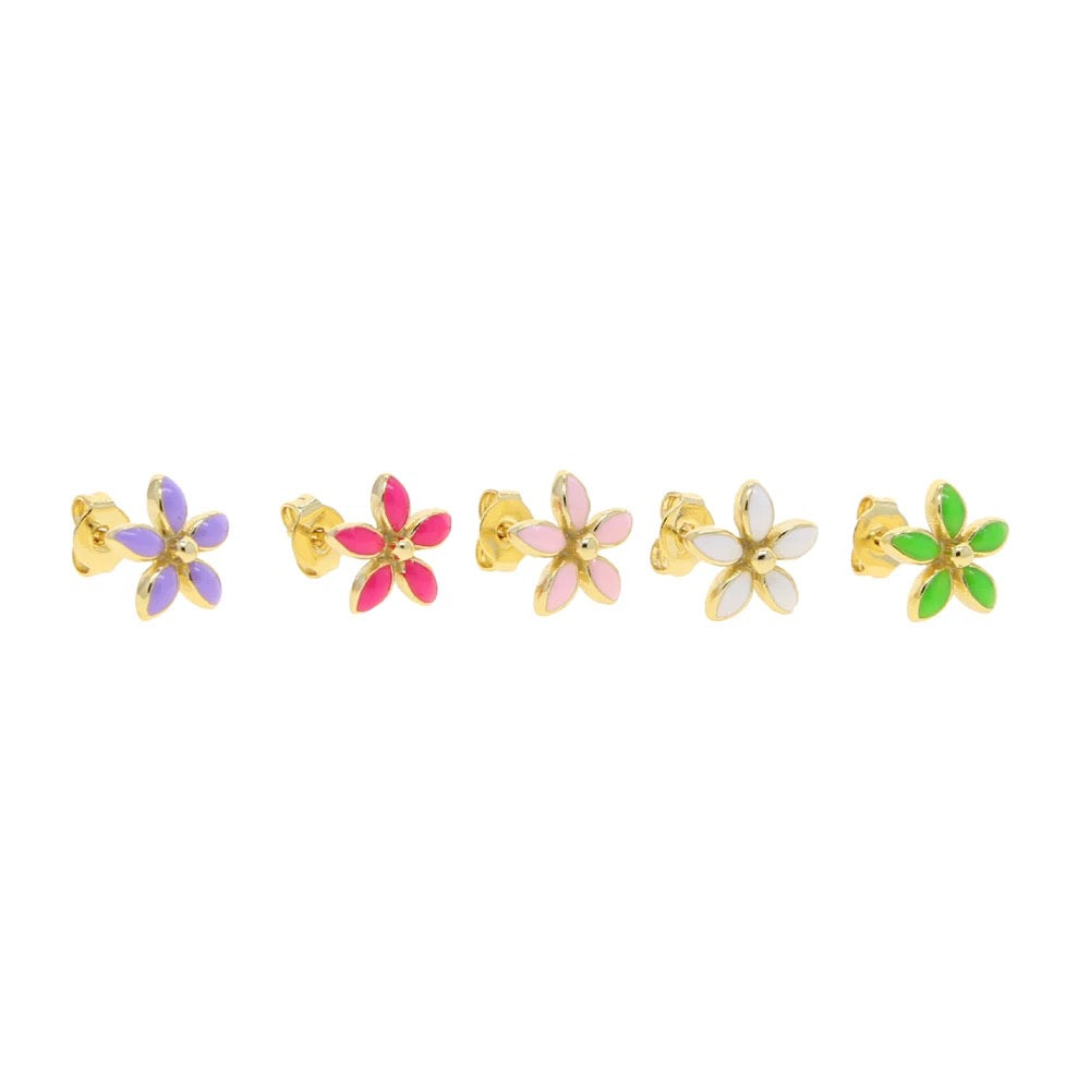 Neon flower stud earrings