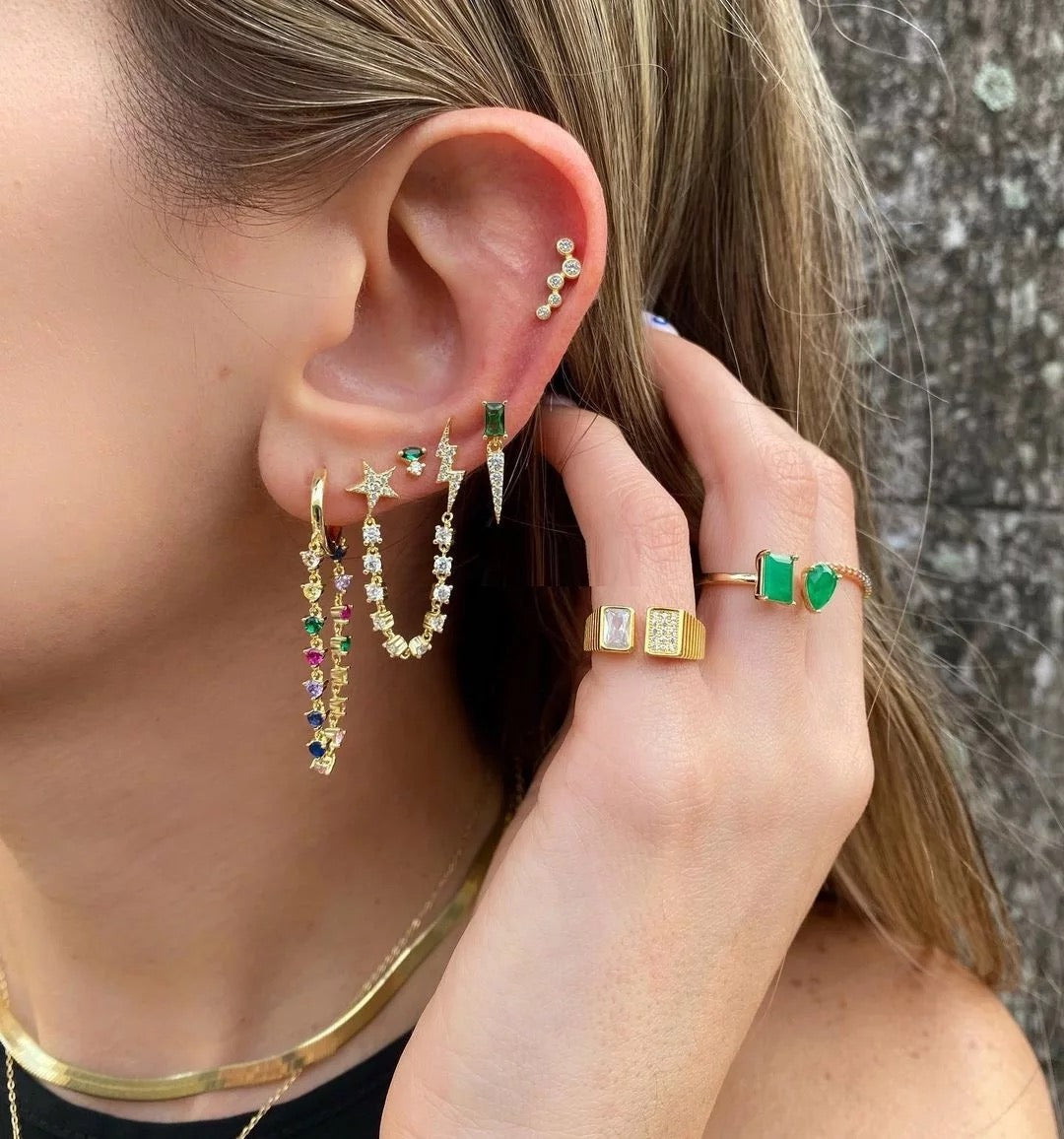 Chain & Sparkle hoops