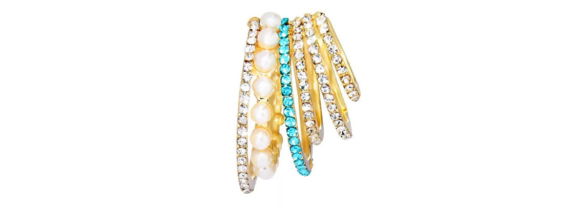 Ear cuff multi ring pearl zirconia