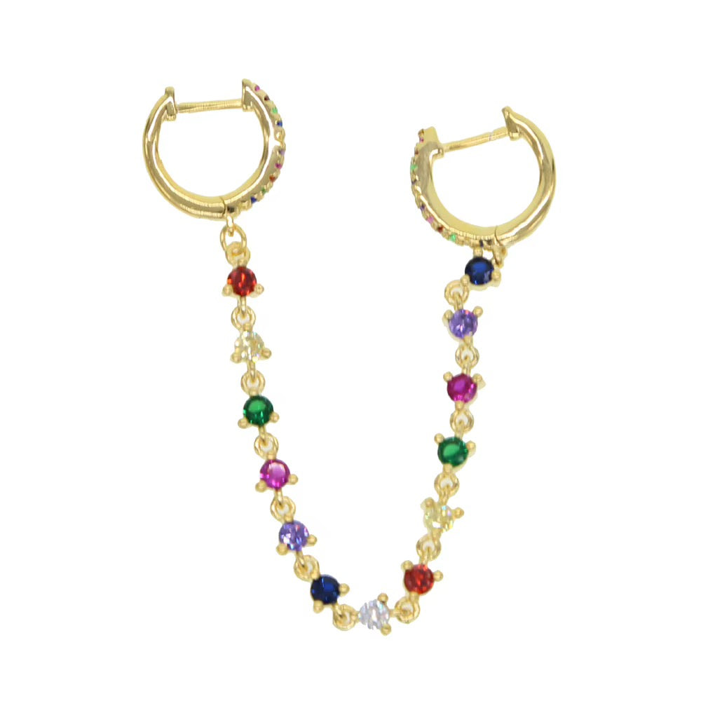Two chain zirkonia hoop oorbellen