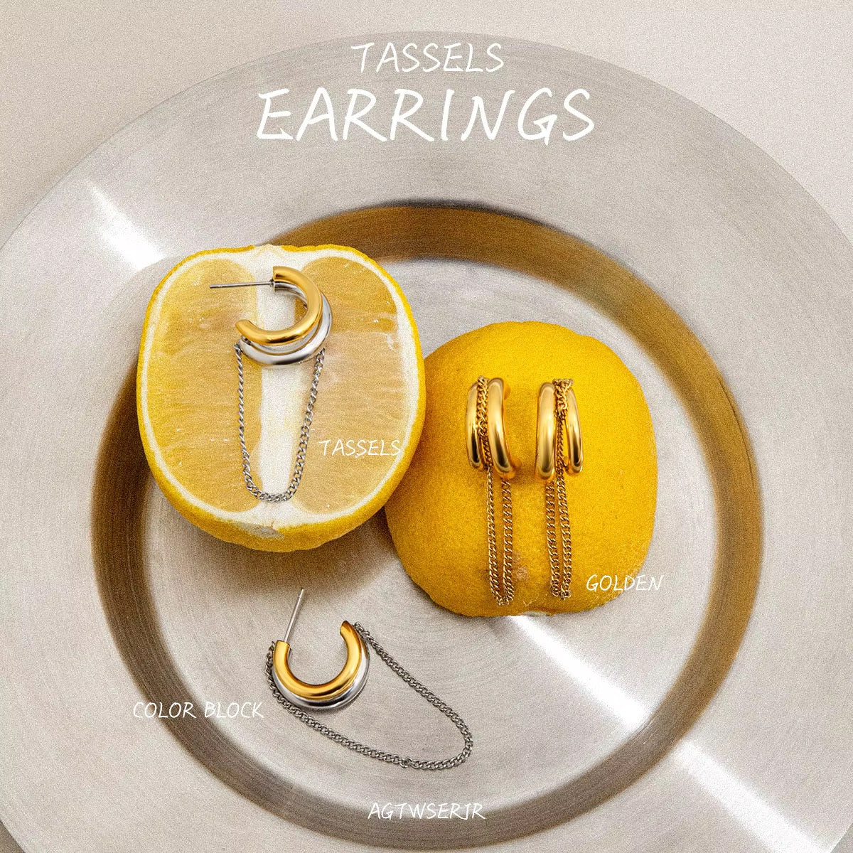 Gold&Silver bold chain earrings
