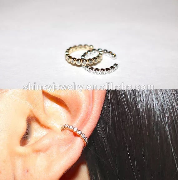 Zirconia rainbow ear cuffs