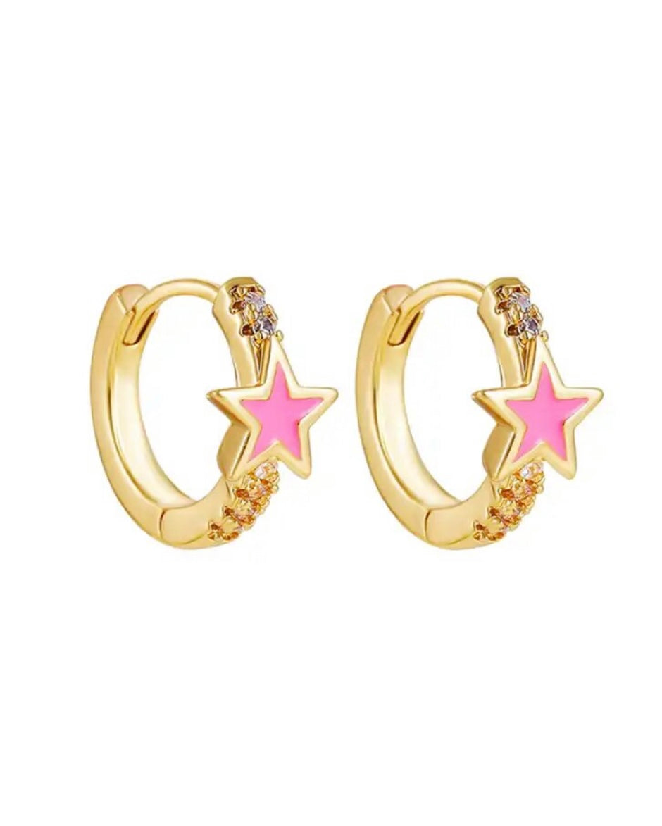Zirkonia little star hoop Oorbellen