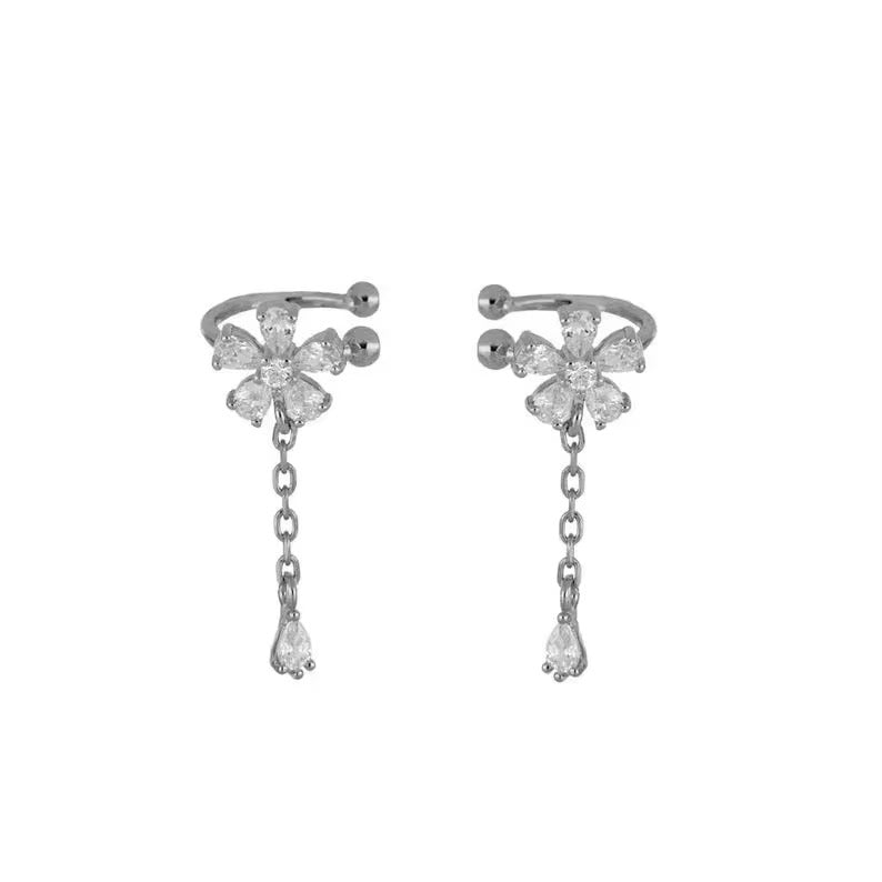 Zirkonia flower earcufs
