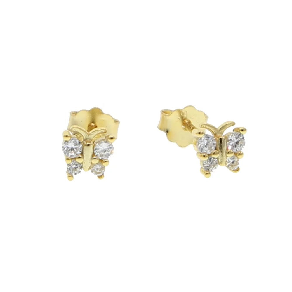 Butterfly cubic zirconia stud earrings