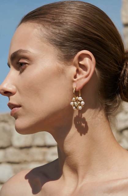 Pearl lovely heart earrings