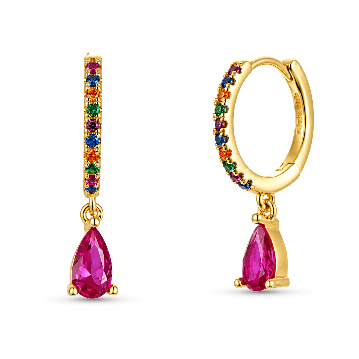 Teardrop Zircon Hoop Earrings