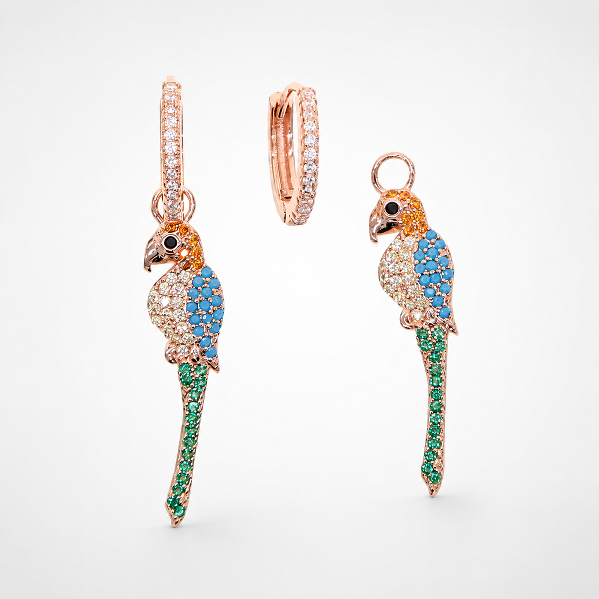 Parrot cubic zirconia hoop earrings