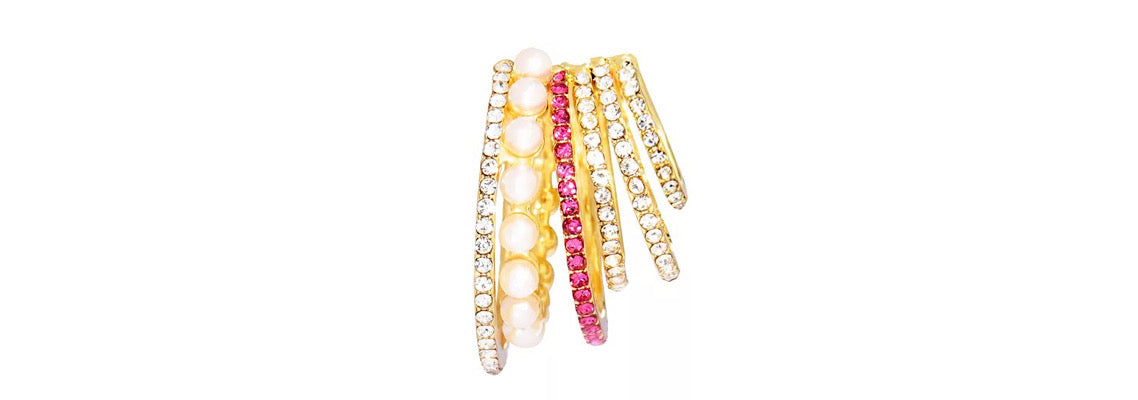 Ear cuff multi ring pearl zirconia