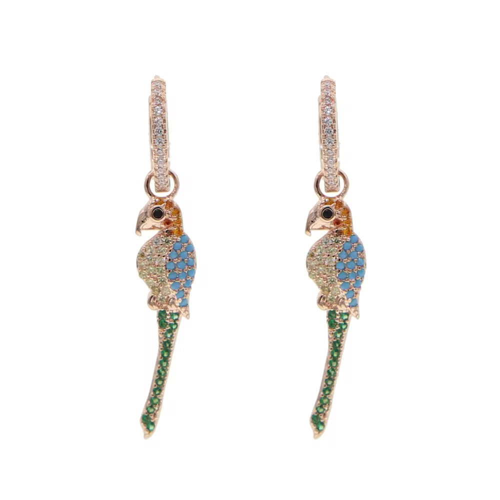 Parrot cubic zirconia hoop earrings