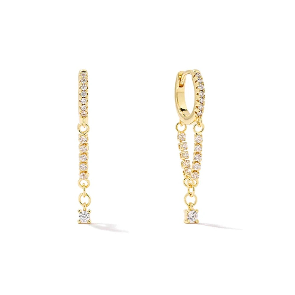 Zirkonia chain drop earrings