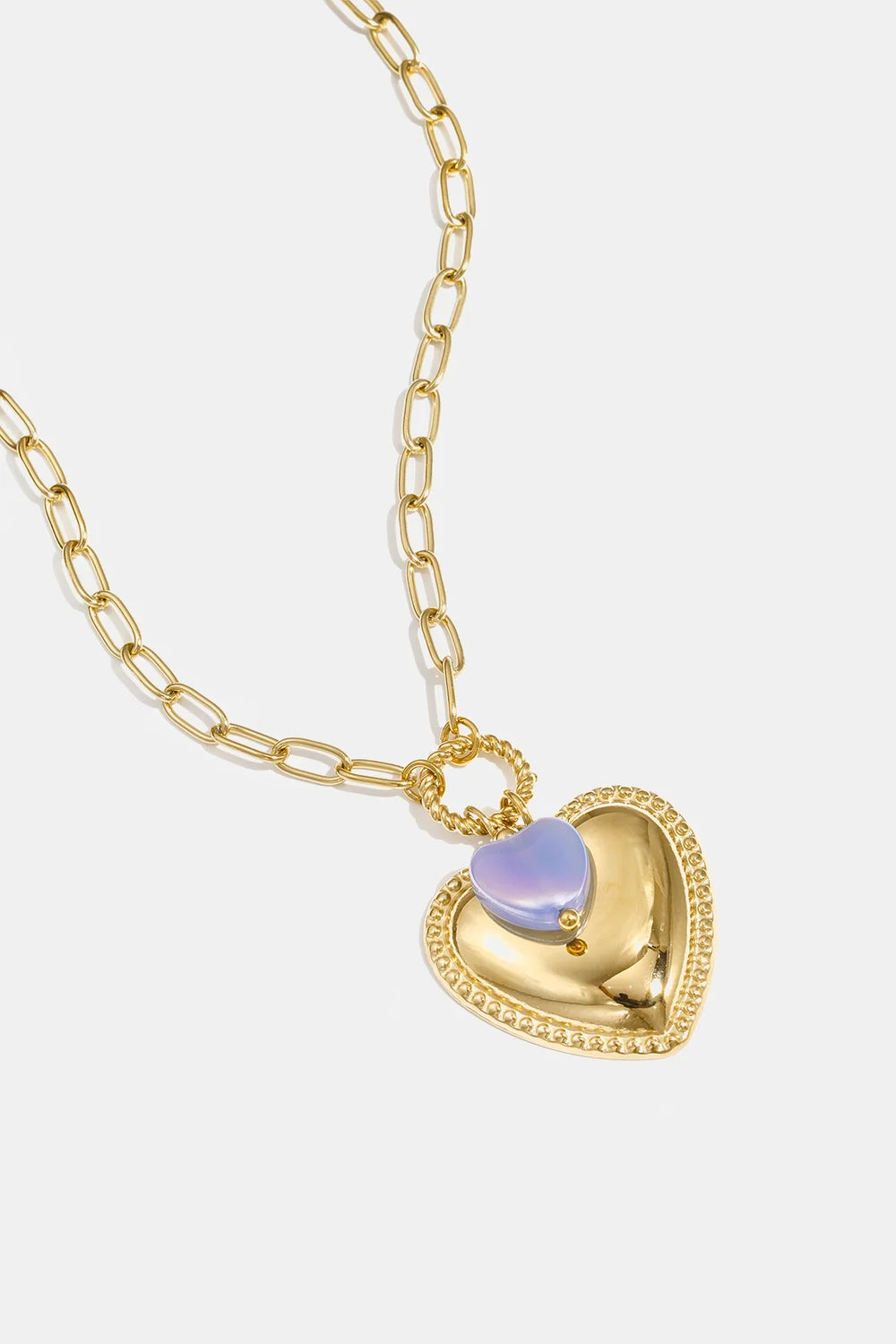 Gold love purple heart necklace