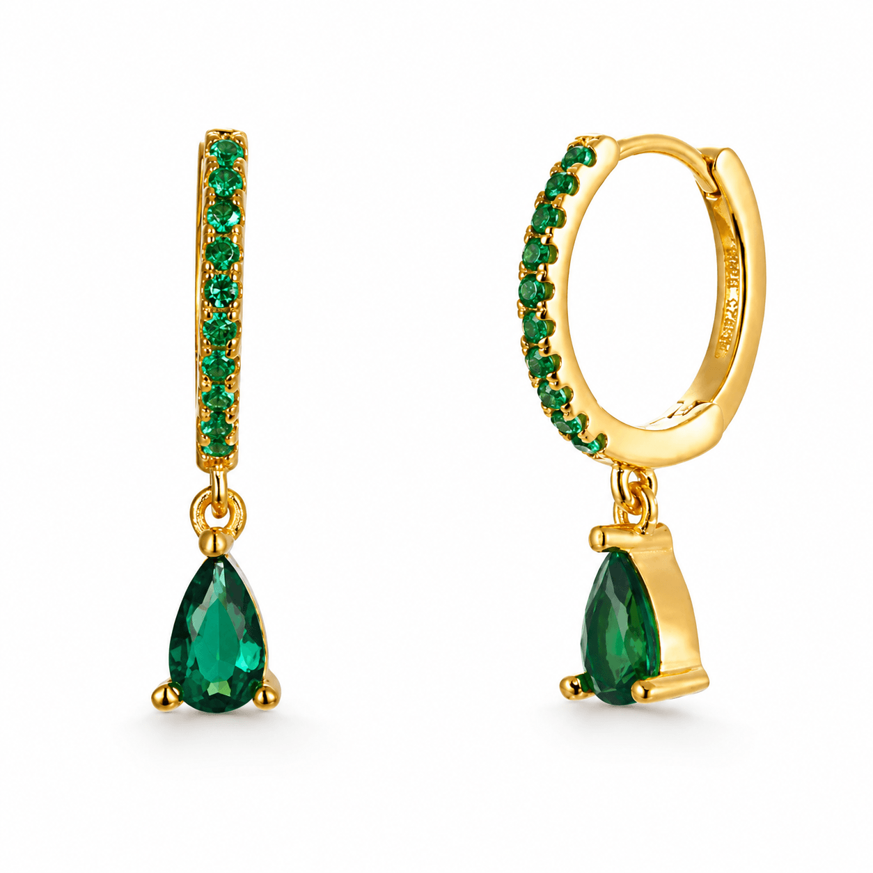 Druppel-zirkonia-hoop-Oorbellen-Groen