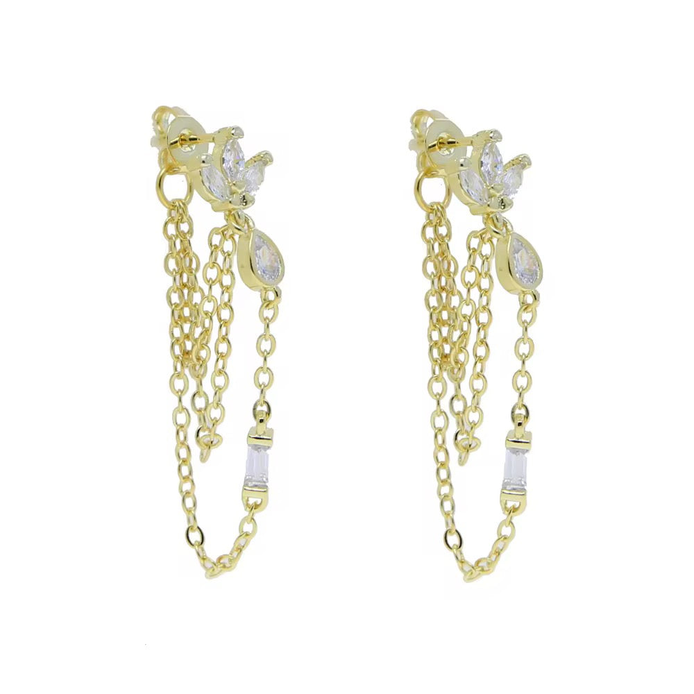 Boucles d'oreilles pendantes fleurs en oxyde de zirconium