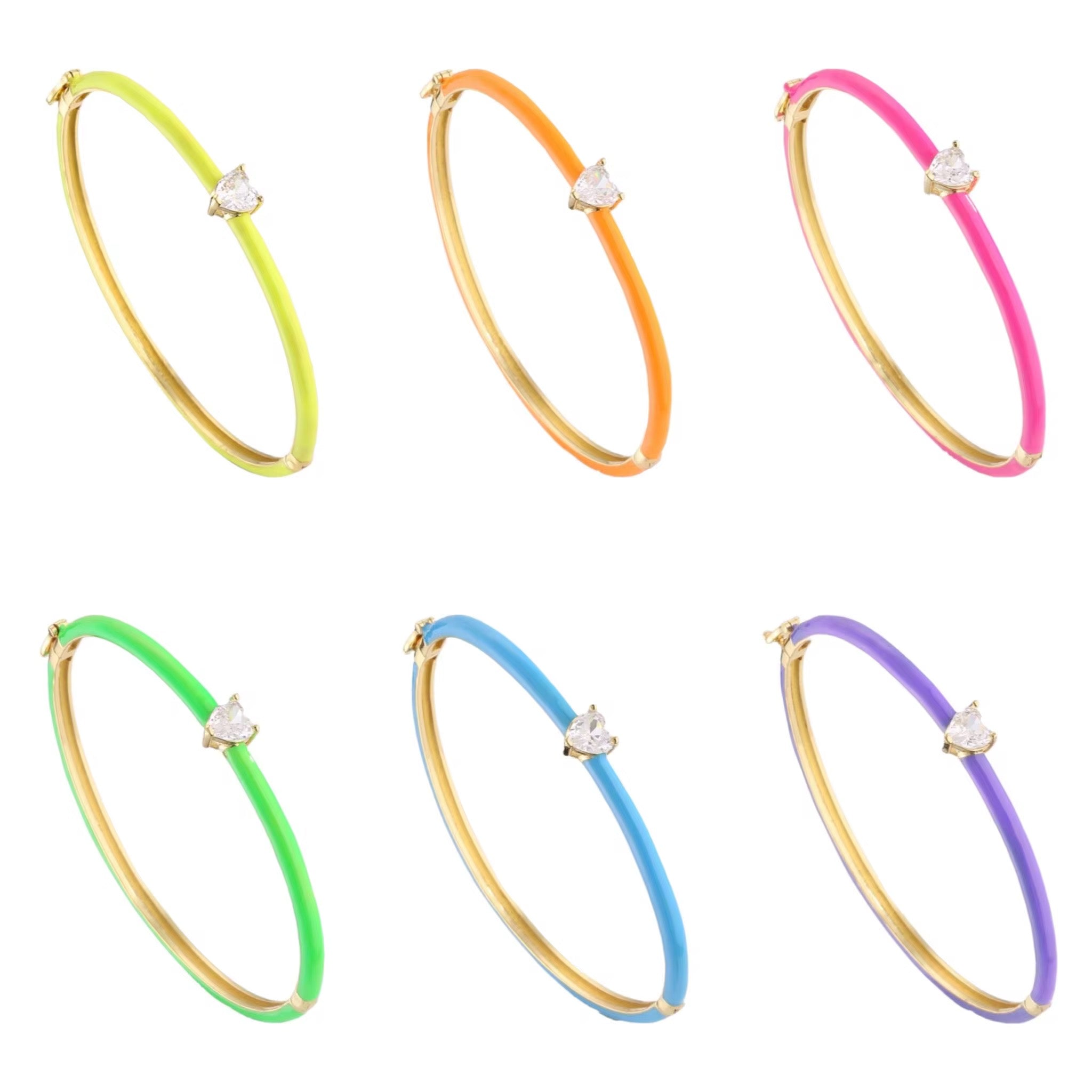 Neon zirconia heart bracelet