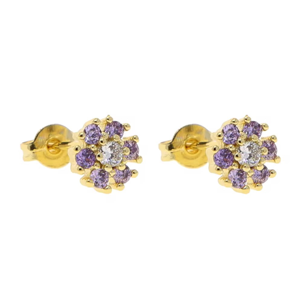 Cubic Zirconia flower stud earrings