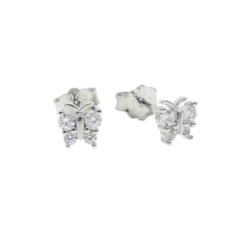 Butterfly zirconia stud earrings