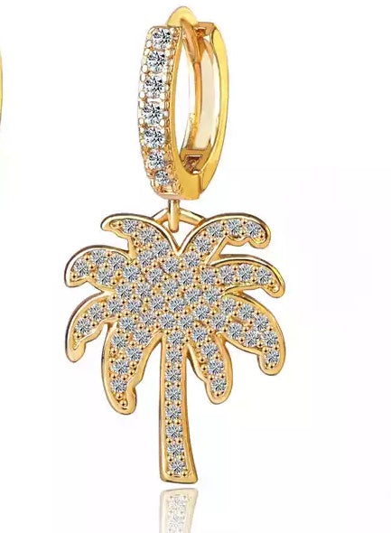 Palmboom Zirkonia Oorbel