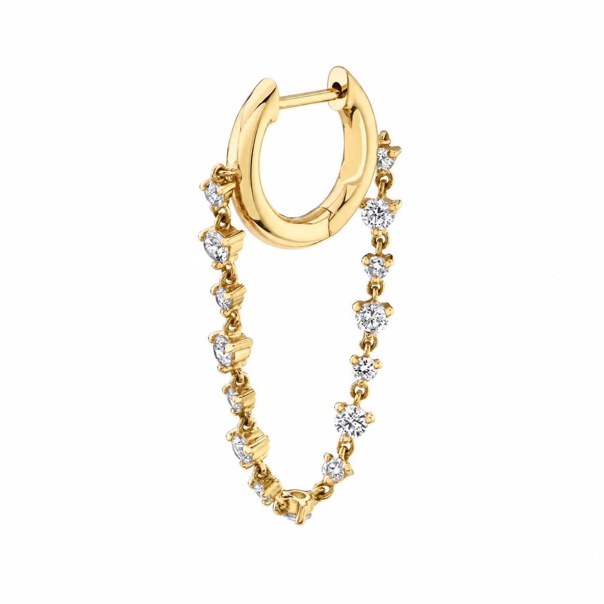 Hoop zirkonia chain oorbel