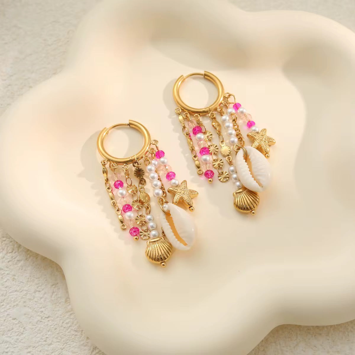 Beach hoop earrings