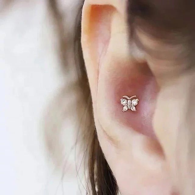 Butterfly zirconia stud earrings