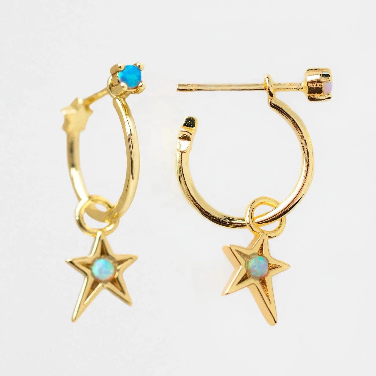 Opal dangle star earrings