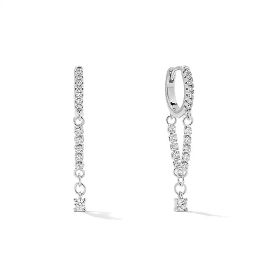 Zirkonia chain drop earrings