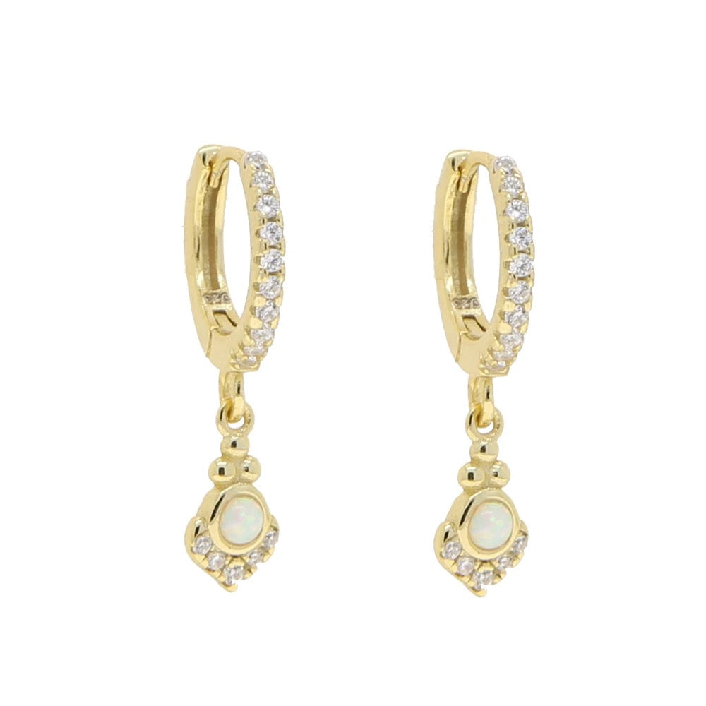 Opal zirconia hoop earrings