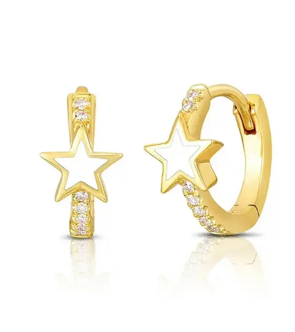 Zirconia little star hoop Earrings