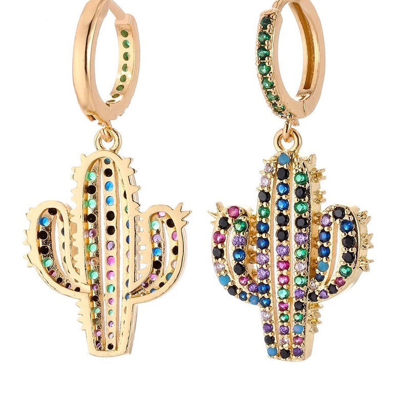Cactus zirconia hoop earrings