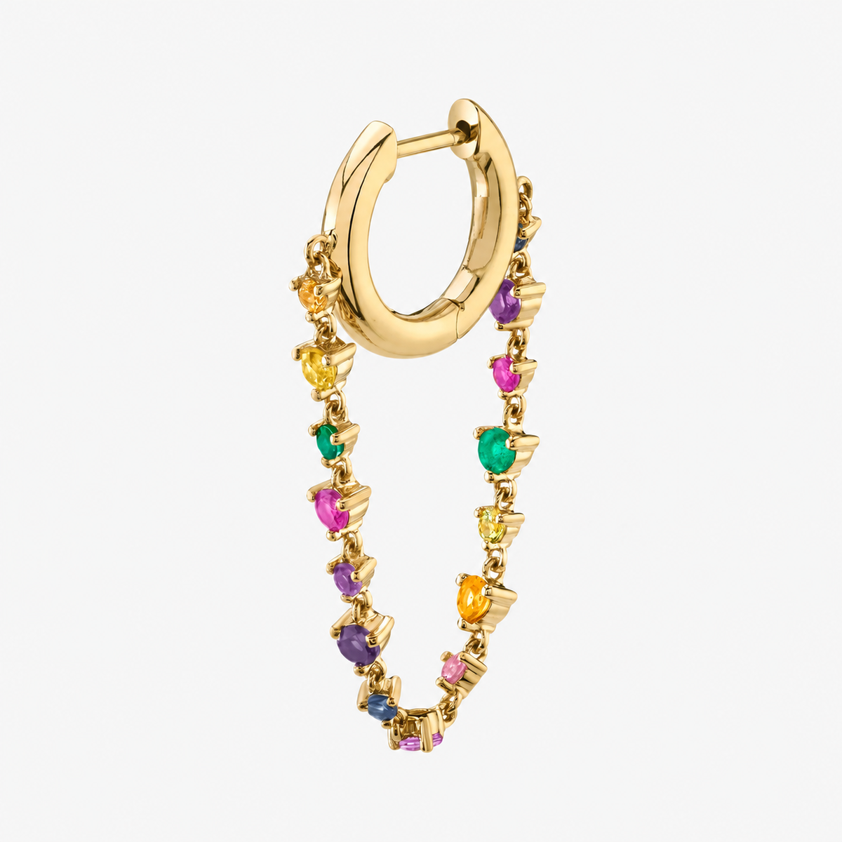 Hoop zirkonia chain oorbel