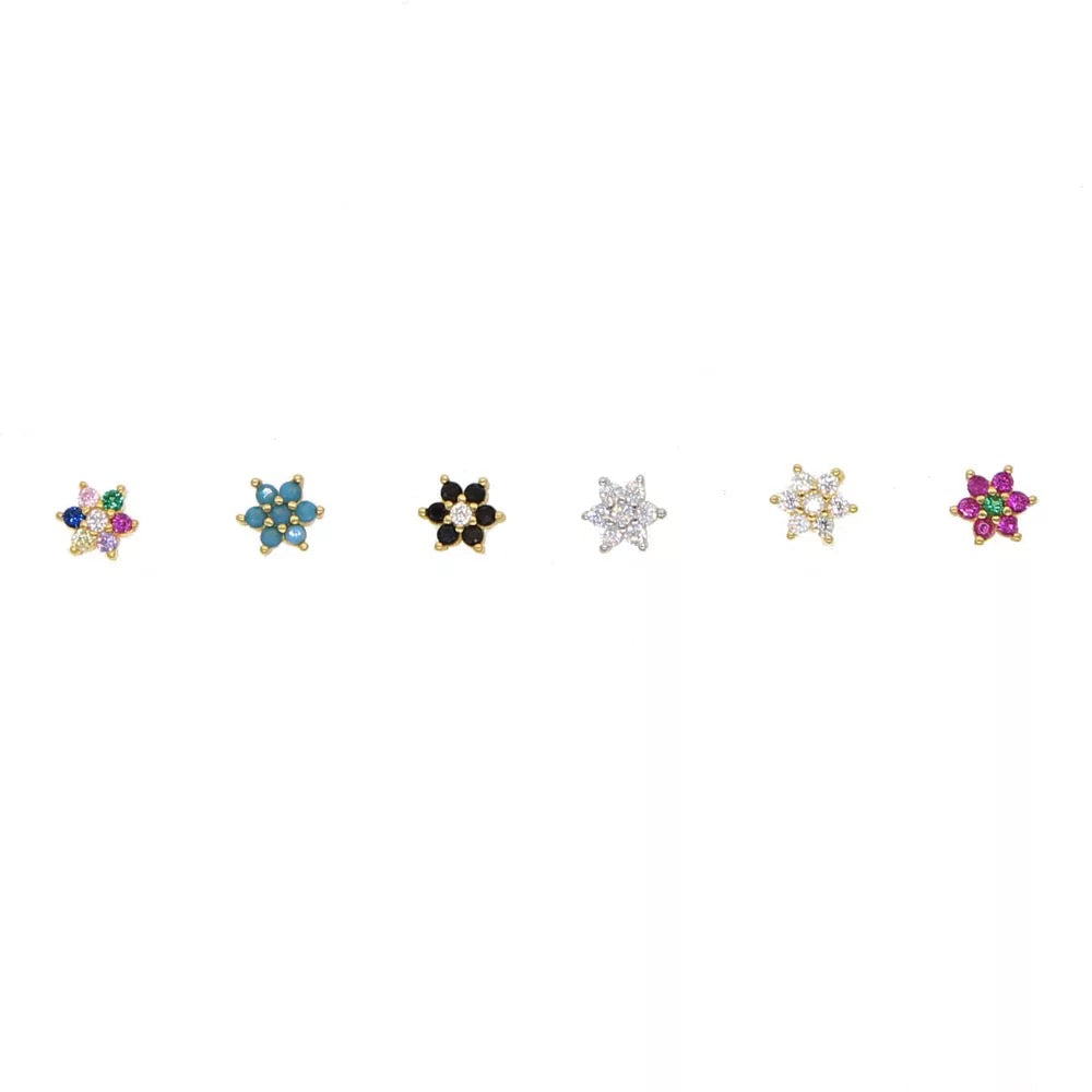 Cubic Zirconia Flower Stud Earrings