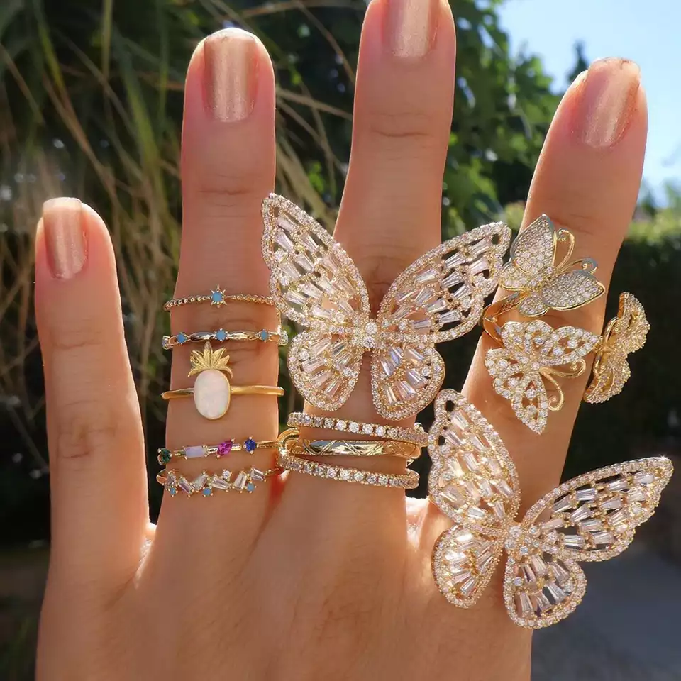 Vlinder zirkonia ring