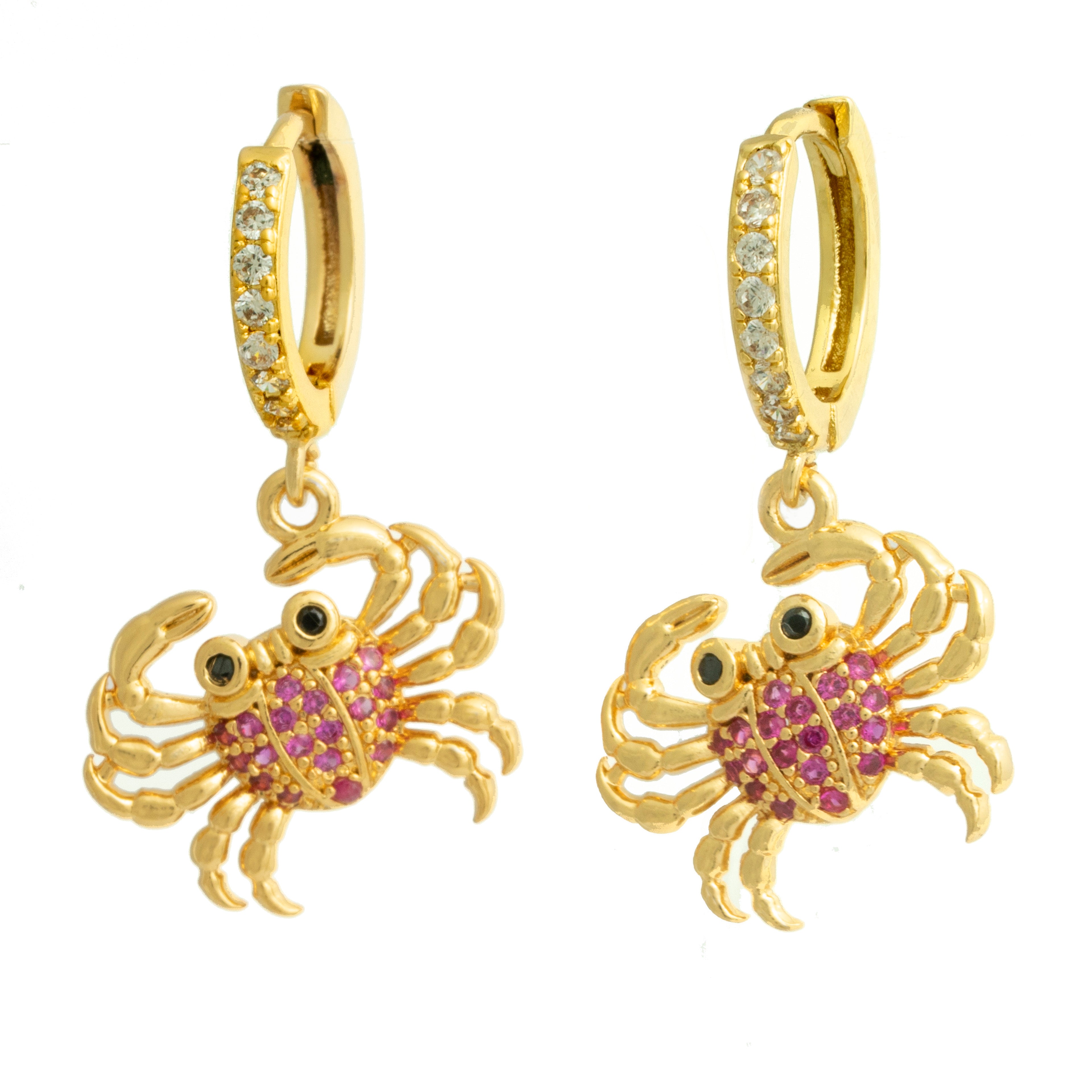 Crab zirconia hoop earrings