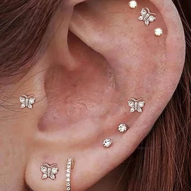 Butterfly cubic zirconia stud earrings