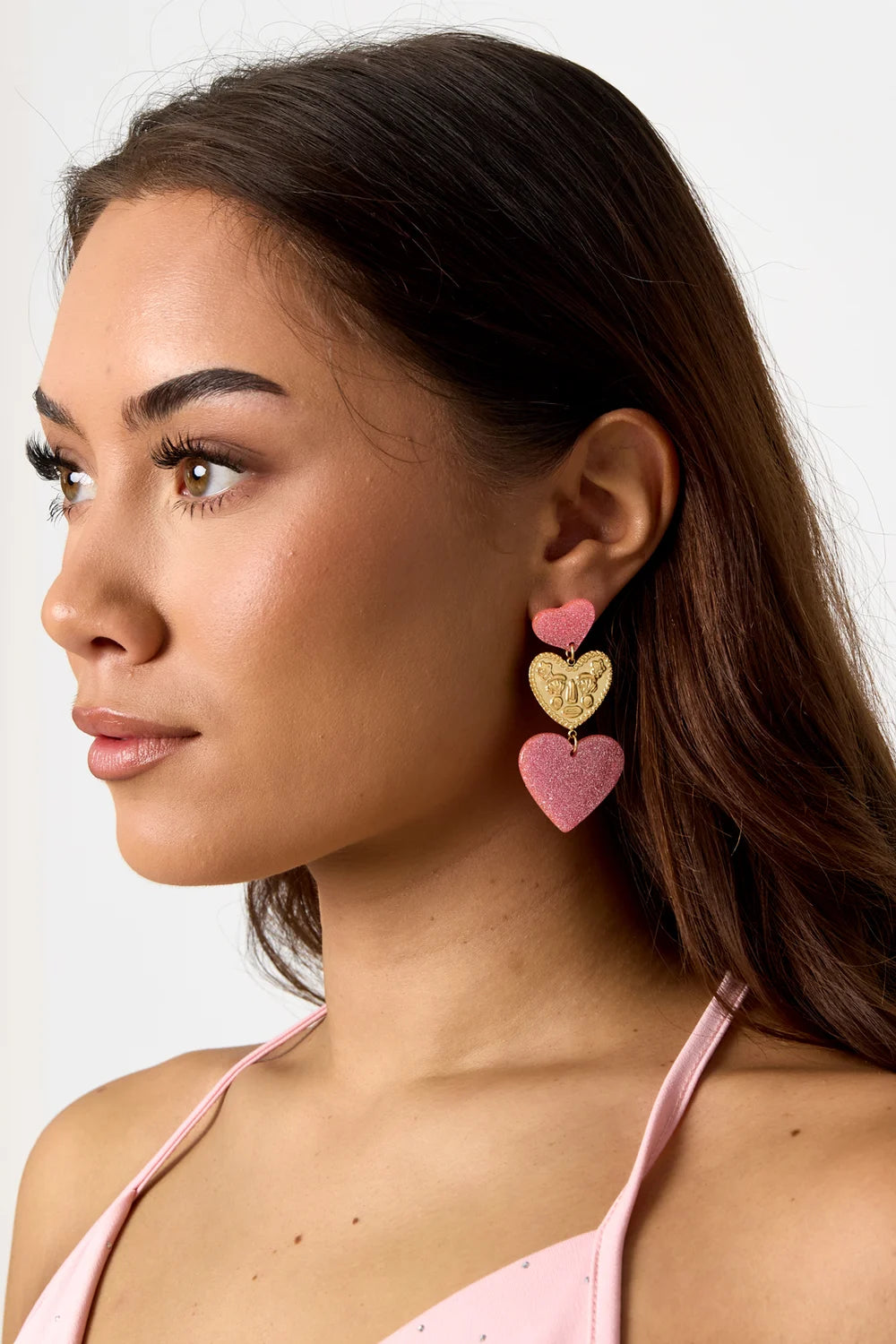 Candy pink heart earrings