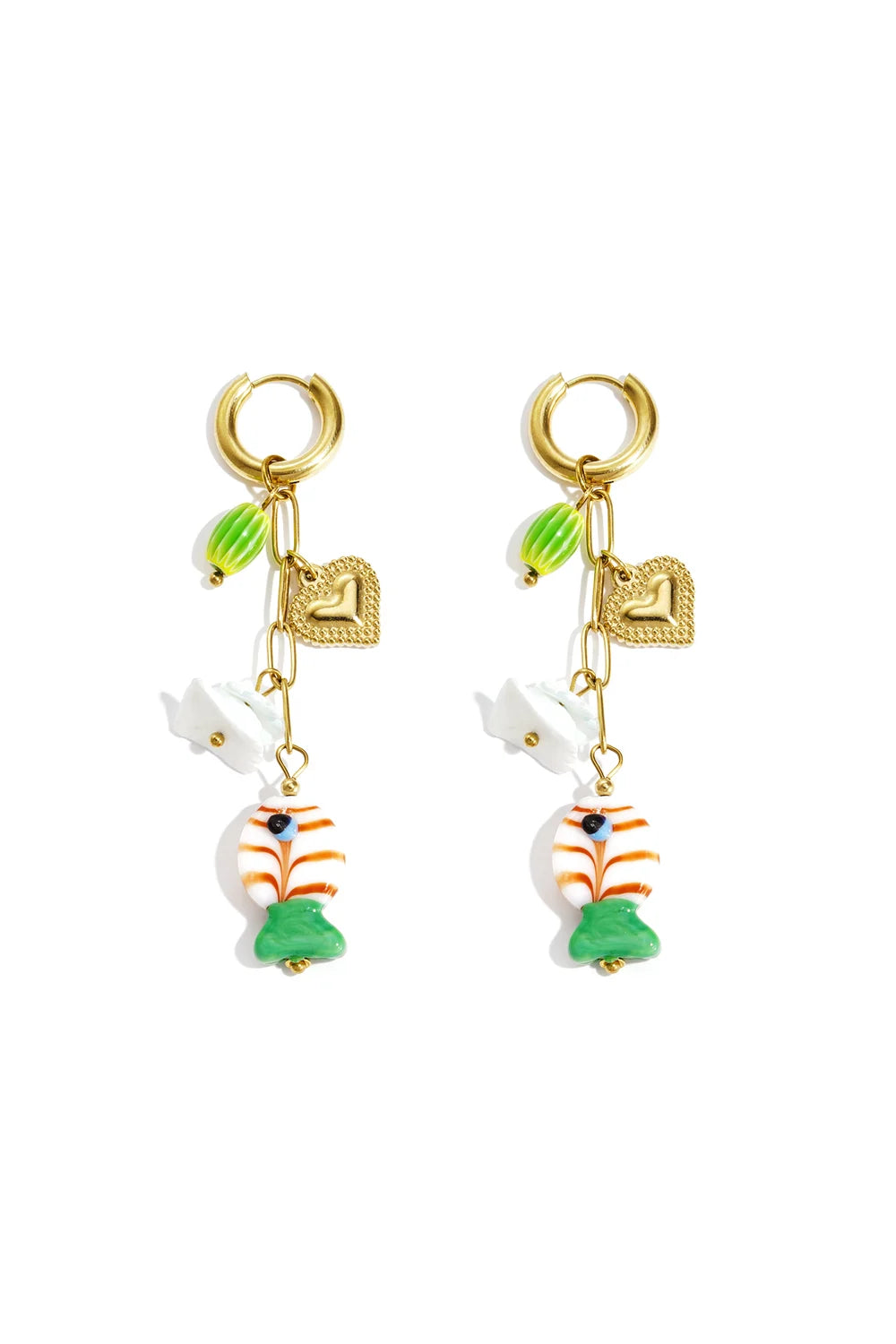 Ocean green fish hook earrings