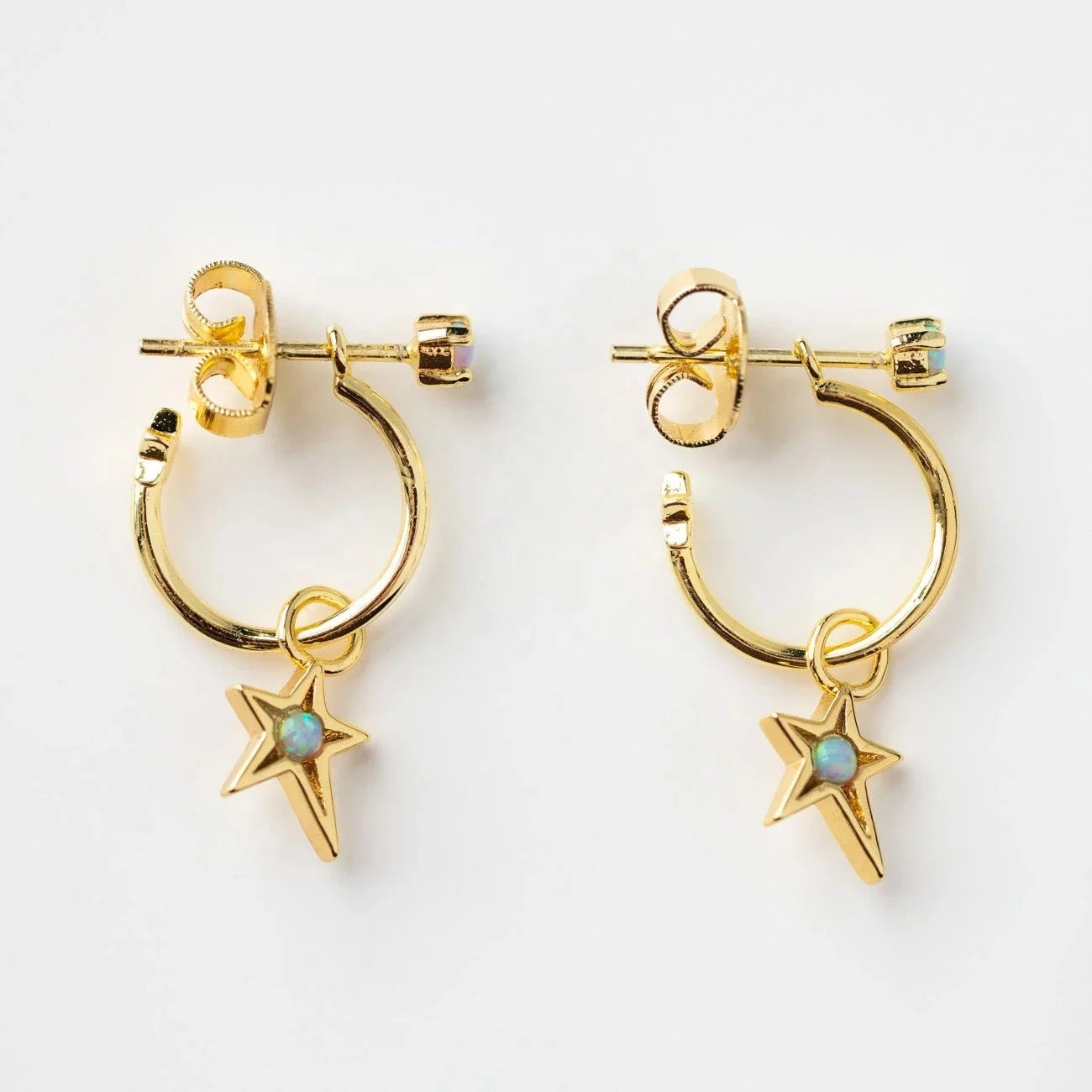 Opal dangle star earrings