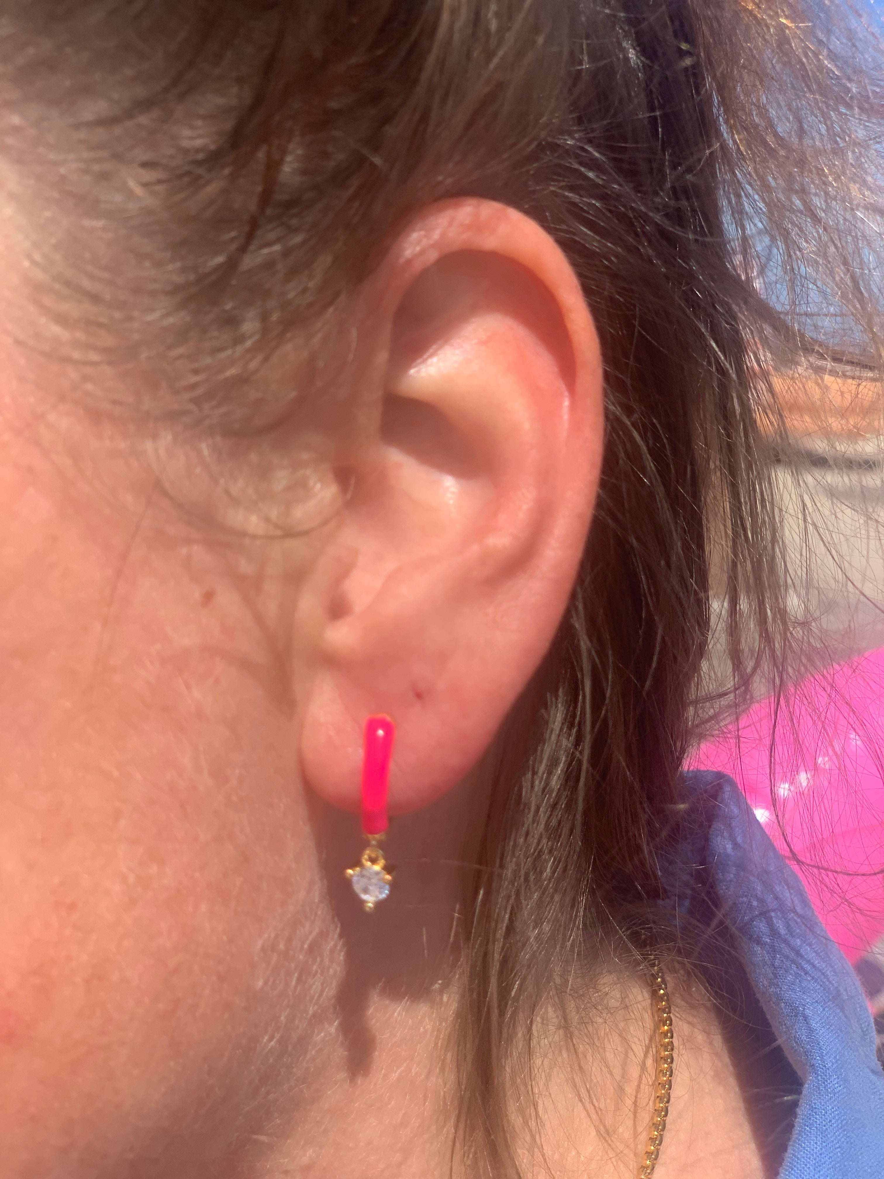 Neon zirkonia hoop oorbel