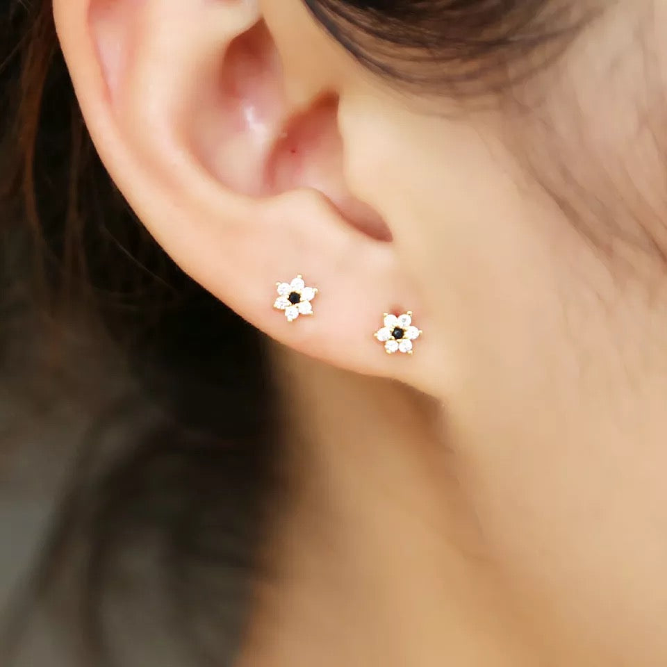 Cubic Zirconia Flower Stud Earrings