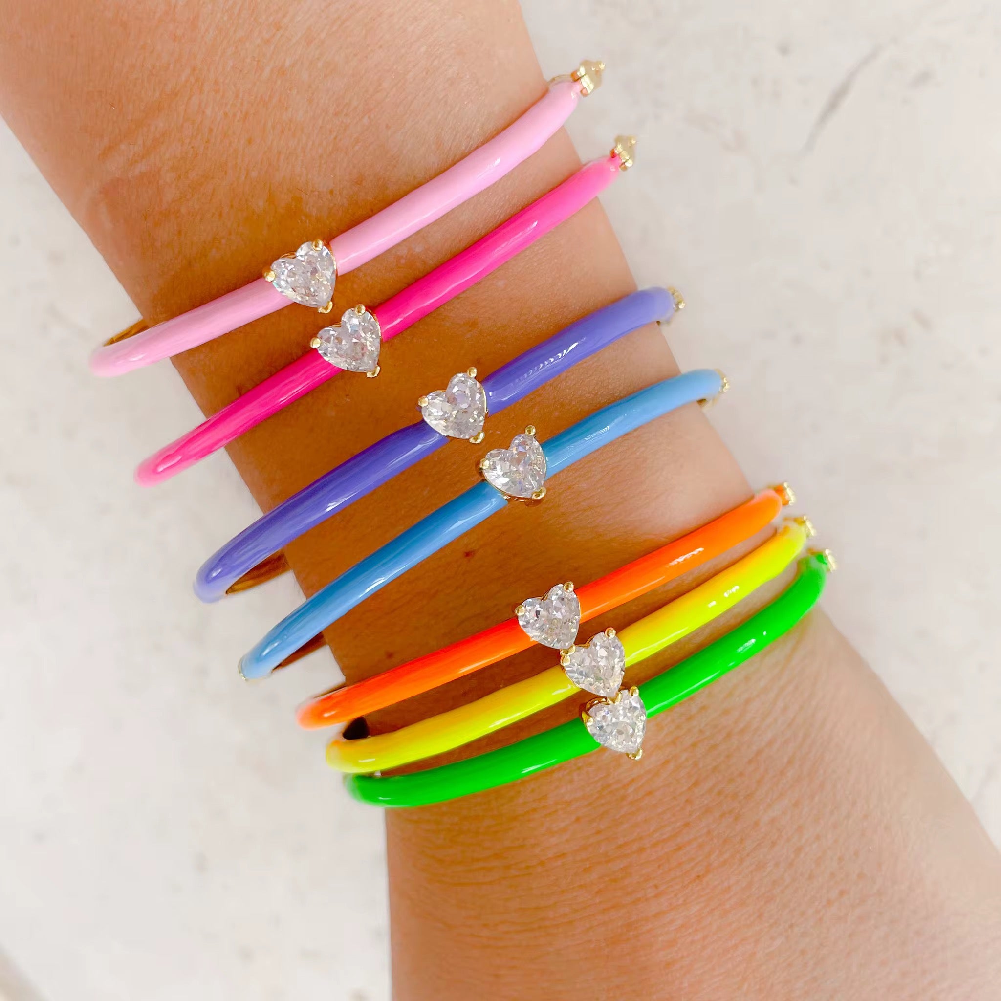 Neon zirconia heart bracelet