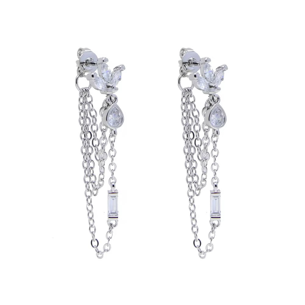 Boucles d'oreilles pendantes fleurs en oxyde de zirconium
