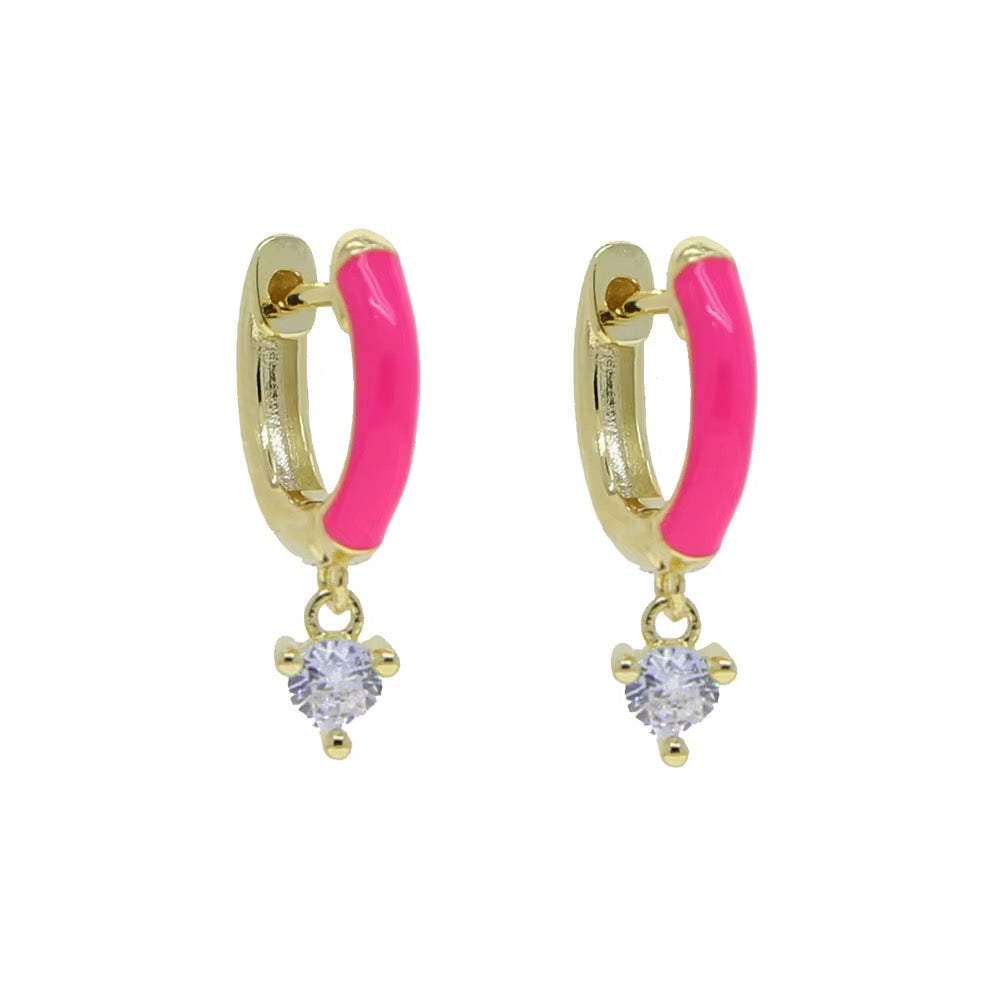 Neon sparkle huggie earrings