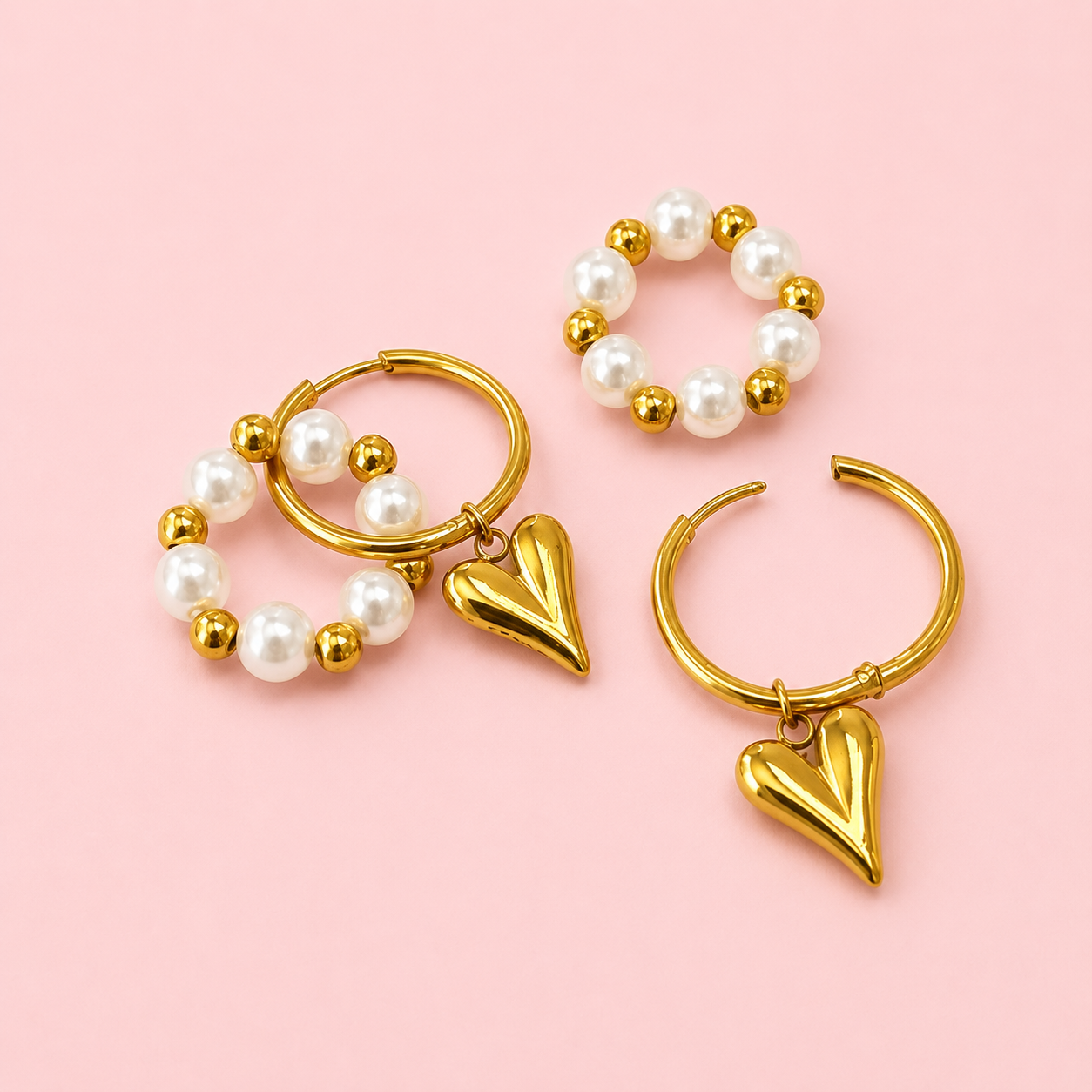 Pearl lovely heart earrings
